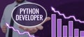 Conceptual caption Python Developer. Internet Concept responsible for writing serverside web application logic Royalty Free Stock Photo