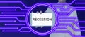 Handwriting text Recession. Word Written on the process of progressive decrease in growing, period of reduction Royalty Free Stock Photo