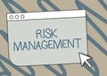 Text caption presenting Risk Management. Word Written on evaluation of financial hazards or problems with procedures