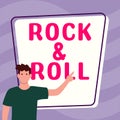 Handwriting text Rock Roll. Business overview musical genre type of popular dance music heavy beat sound