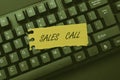 Conceptual caption Sales Call. Internet Concept a phone call made by a sales representative of a company Transcribing