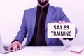 Conceptual caption Sales Training. Word for Action Selling Market Overview Personal Development Tech Guru Selling Newly