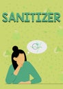 Conceptual caption Sanitizer. Business idea liquid or gel generally used to decrease infectious agents Illustration Of