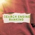 Conceptual caption Search Engine Ranking. Word for Rank at which site appears in the search engine query Royalty Free Stock Photo