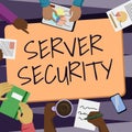 Conceptual caption Server Security. Business approach web server that guarantees secure online transactions Colleagues