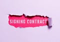 Conceptual caption Signing Contract. Conceptual photo keeping the website secure updated running and bugfree Man Royalty Free Stock Photo