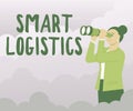 Conceptual caption Smart Logistics. Conceptual photo integration of intelligent technology in logistics system Woman