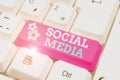Sign displaying Social Media. Business approach Online communication channel Networking Microblogging Offering Speed