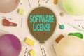 Conceptual caption Software License. Conceptual photo legal instrument governing the redistribution of software Colorful