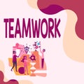 Text caption presenting Teamwork. Business showcase combined action of group especially when effective and efficient Royalty Free Stock Photo
