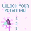 Conceptual caption Unlock Your Potential. Concept meaning Mentor, coach and another leading person to open hidden talent