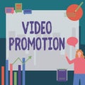Conceptual caption Video Promotion. Internet Concept a video or short film that promotes or advertises something