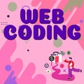 Conceptual caption Web Coding. Conceptual photo work involved in developing a web site for the Internet Royalty Free Stock Photo