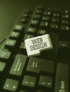 Hand writing sign Web Design. Business approach Website development Designing and process of creating websites Creating