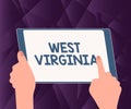 Hand writing sign West Virginia. Business concept United States of America State Travel Tourism Trip Historical