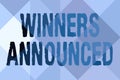 Conceptual caption Winners Announced. Concept meaning Announcing who won the contest or any competition Line Illustrated