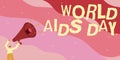 Conceptual caption World Aids Day. Business showcase World Aids Day Illustration Of A Man Pointing Away Holding