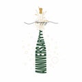 Conceptual Card Design of Happy Anniversary. Champagne Bottle Explosion Created with Anniversary Word. Royalty Free Stock Photo