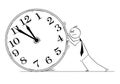 Conceptual Cartoon of Businessman Pushing Big Clock