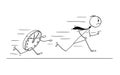 Conceptual Cartoon of Businessman Rushing for Deadline