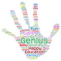 Conceptual child education hand print word cloud isolated Royalty Free Stock Photo