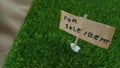 Conceptual Close up Element Design for Property, asset Advertising, for Rent or Sale, grass land with wooden plank with copy space