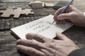 Businessman writing an inspirational message