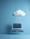 Conceptual Cloud Computing with Data Raining on Laptop Royalty Free Stock Photo