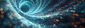 Conceptual cluster, a swirling vortex of data streams merging into a central core of interconnected nodes.