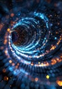 Conceptual cluster, a swirling vortex of data streams merging into a central core of interconnected nodes.