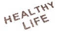 Conceptual community of people forming the HEALTHY LIFE message. 3d illustration metaphor for balance lifestyle, exercise, fresh