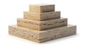 Four Stacked Travertine Stone Blocks Creating a Stepped Pyramid Structure on White Background Royalty Free Stock Photo
