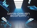 Data-Driven Economy Concept with Futuristic Digital Visuals Royalty Free Stock Photo