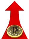 Bitcoin over rising chart