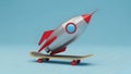 Rocket Skateboard Startup Launch, Growth, Innovation Concept Royalty Free Stock Photo