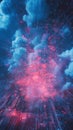 Conceptual Data Cloud Representation with Vibrant Colors and Dynamic Digital Elements