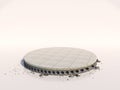 Conceptual design, reinforced concrete floor with insulation and ceramic tile - cut out in a circle, suitable for
