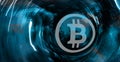 Conceptual digital Bitcoin art. Abstract background. Digital coin