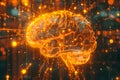 Conceptual digital brain made of circuits and light, by Generative AI Royalty Free Stock Photo