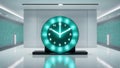 conceptual digital clock with glowing binary code, symbolizing AI driven precision and time optimization in modern space