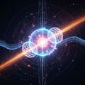 A conceptual digital illustration of atomic and particle physics Royalty Free Stock Photo