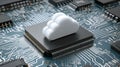 AI Generated Cloud Computing Icon on Circuit Board CPU Royalty Free Stock Photo