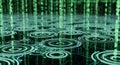 Digital Rain of Binary Code Circles on Circuit Board Royalty Free Stock Photo