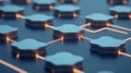 Futuristic network grid with glowing neural nodes in a digital environment