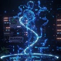 A conceptual digital representation of a virtual digital human body structure with DNA Royalty Free Stock Photo