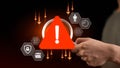 A conceptual digital risk alert graphic representing business vulnerabilities, data security issues, operational disruptions, Royalty Free Stock Photo
