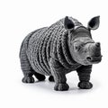 Conceptual Digitalism: Black Gray Crocheted Rhino With Smooth Curved Lines