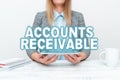 Text caption presenting Accounts Receivable. Business concept Legal Claim of Payment Money Owed to by Debtors Tech Guru