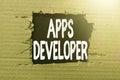 Handwriting text Apps Developer. Business overview Graphic artist Software Programmer and Analyst Experts Smart Office Royalty Free Stock Photo