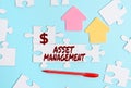Conceptual display Asset Management. Conceptual photo systematic process of operating and disposing of assets Building Royalty Free Stock Photo